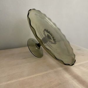 Vintage Scalloped Grey/Green Cake Stand